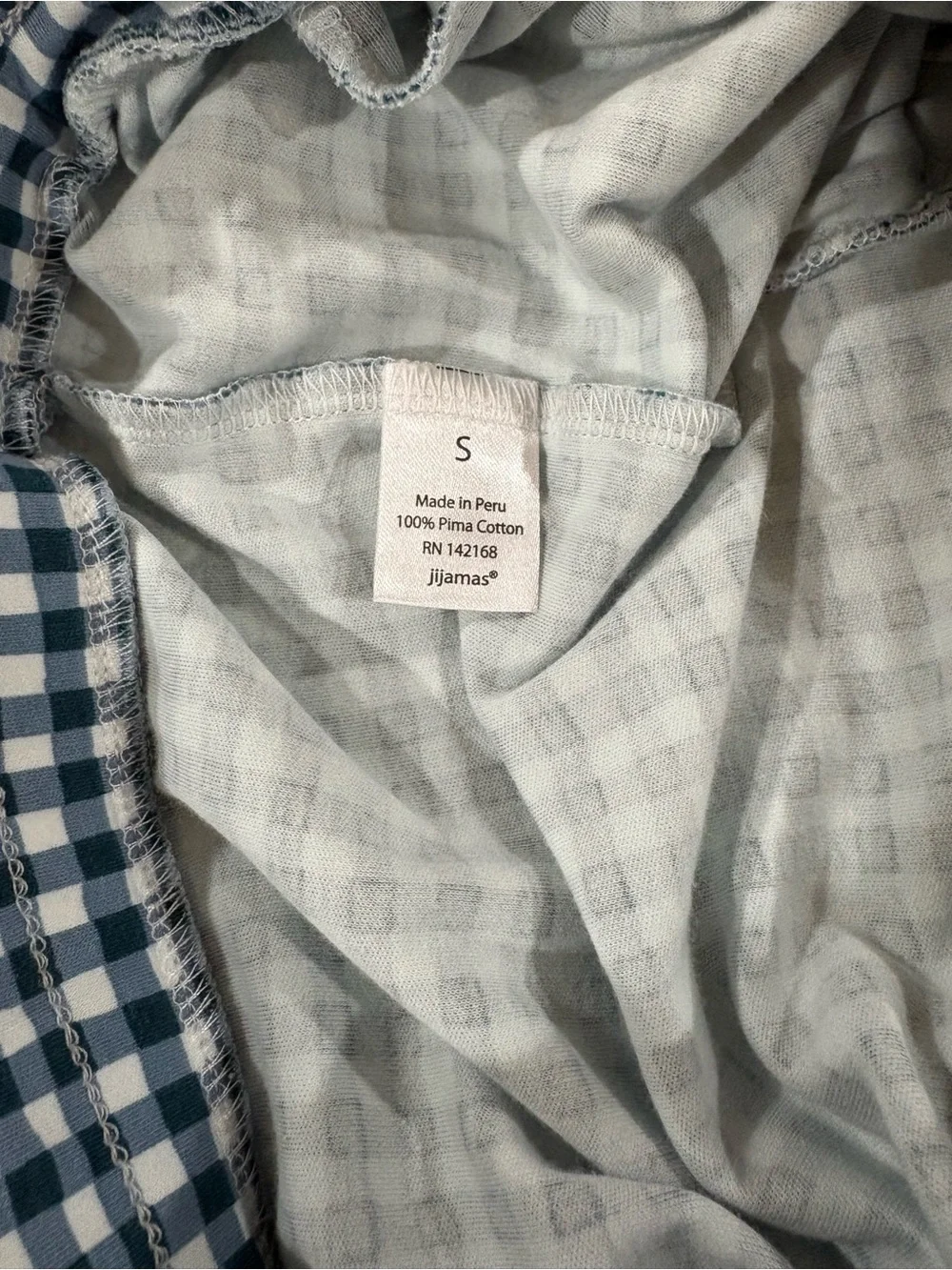 JI JAMAS 100% Pima Cotton Teal Gingham Pajama Set NWOT
